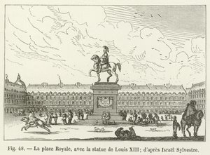 De Place Royale, met het standbeeld van Lodewijk XIII; naar Israël Sylvestre door French School