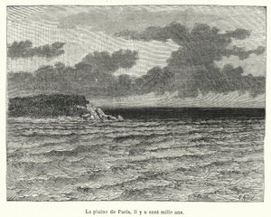 De vlakte van Parijs, honderd tot duizend jaar geleden (gravure) door French School