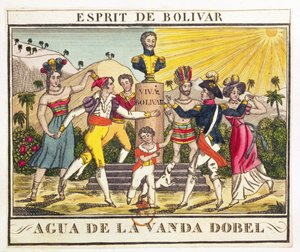 Etiket voor lavendelwater dat de geest van Bolívar oproept, ca. 1830 door French School