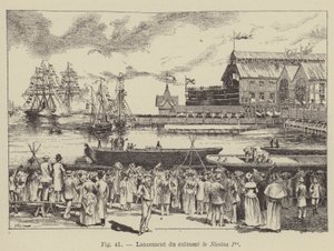 Te water laten van het slagschip Nicolaas I