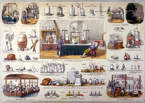 Lavoisiers experiment over de reconstructie van water in 1790, ca.1860