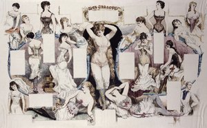 Lay-out illustraties voor een artikel over damesondergoed, uit La Vie Parisienne, ca. 1870 door French School