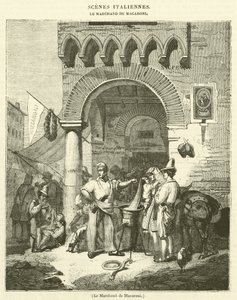 Le Marchand de Macaroni (gravure) door French School