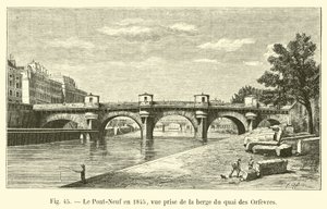 De Pont-Neuf in 1845, gezien vanaf de oever van de kade van de Goudsmeden door French School
