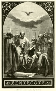 De Heilige Geest daalt neer op de apostelen (gravure) door French School