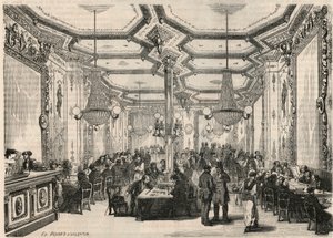 Le cafe Pierron in Parijs in de 19e eeuw - Gravure in 