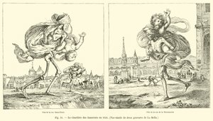 De begraafplaats van de Onschuldigen in 1640, facsimile van twee gravures van La Bella door French School