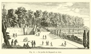 De tuin van Regnard in 1650 door French School