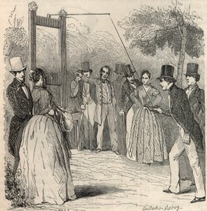 Le jeu du pigeon au jardin Mabille in Parijs in de 19e eeuw - Gravure in 