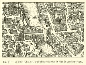 Het kleine Chatelet, facsimile naar het plan van Merian, 1648 door French School