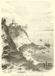 De vuurtoren van Kannon-Saki (Japan), bij de ingang van de baai van Yedo