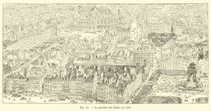 De wijk van de Hallen in 1849 door French School