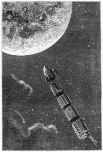 Vertrek naar de Maan, illustratie uit Van de Aarde naar de Maan door Jules Verne (1828-1905) Parijs, Hetzel, gepubliceerd in 1865