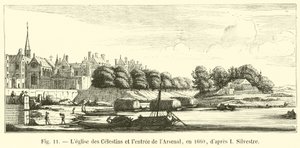 De kerk van de Celestijnen en de ingang van het Arsenaal, in 1660, naar I Silvestre