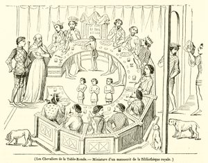 De Ridders van de Ronde Tafel, Miniatuur uit een manuscript van de Koninklijke Bibliotheek door French School