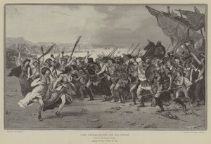 De winnaars van Salamis (gravure) door French School