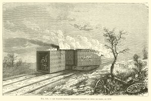 De Gepantserde Wagons Gebruikt Tijdens het Beleg van Parijs, in 1870 (gravure) door French School
