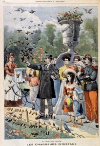 De vogelbezweerders in de Jardin des Tuileries - in "Le Petit Parisien" van 21/07/1901 (gravure) door French School