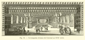 De wapenmagazijnen van het Arsenaal in de 17e eeuw door French School
