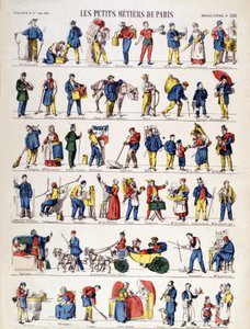 Les petits métiers de Paris, afbeelding van Epinal uit de 19e eeuw (gravure) door French School