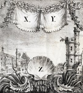 Letters X, Y en Z: Parijs in 1500 - "Alphabet Picturesque des Monumens de Paris” c.1840 (gravure) door French School
