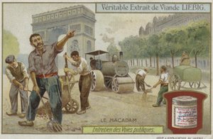 Liebig kaart met wegonderhoud door French School