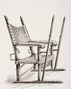 Draagstoel gebruikt door Carlos I van Spanje, uit Les Arts au Moyen Age, gepubliceerd 1873