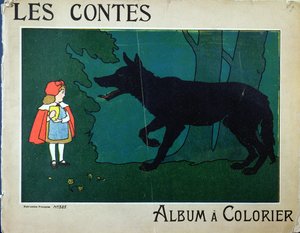 Roodkapje en de Wolf, omslagillustratie voor een kleurboek voor kinderen, c.1910