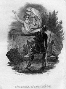 De schaduw van Anacreon Chanson de Beranger in "Oeuvres completes" (1834) door Pierre Jean de Beranger (1780-1857), Franse dichter en songwriter. door French School