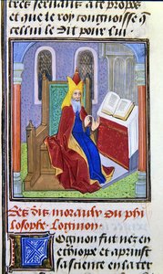 Lomnon, uit Histoire des Philosophes, eind 15e eeuw (perkament) door French School