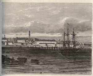 Lorient - Morbihan in de regio Bretagne - gravure in "La France illustree: geografie, geschiedenis, administratieve statistiek" door V.A. Malt-Brown. 1884