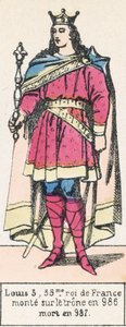 Lodewijk V, 35e koning van Frankrijk, besteeg de troon in 986, stierf in 987 door French School