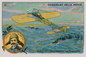 Louis Bleriot maakt de eerste vlucht over het Kanaal in een zwaarder dan lucht vliegtuig, 1909