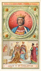 Lodewijk III en zijn jongere broer Carloman II, gezamenlijke koningen van Frankrijk, 9e eeuw door French School