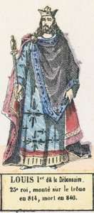 Lodewijk I de Vrome, 25e koning, besteeg de troon in 814, stierf in 840 door French School