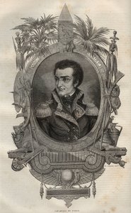 Louis Marie Maximilien de Caffarelli du Falga, Franse generaal tijdens de Franse Revolutie - Gravure in Nieuwe Nationale Encyclopedie door Maurice La Charest.