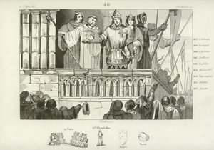 Lodewijk VII van Frankrijk verzamelt steun voor de Tweede Kruistocht, ca. 1147 door French School