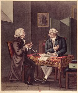 Lodewijk XVI (1754-93) leest zijn laatste wil en testament voor aan Guillaume de Lamoignon de Malesherbes (1721-94) in de Tempel, 25 december 1793 door French School