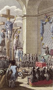 Lodewijk XVI (1754-93) tijdens zijn proces, gekruisigd tussen de adel en de geestelijkheid