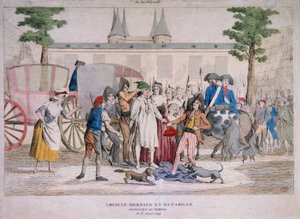 Lodewijk XVI en zijn familie naar de Tempel geleid door French School