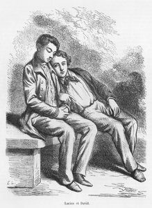 Lucien de Rubempre en David Sechard, illustratie uit 
