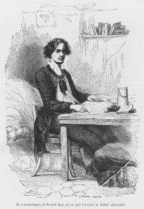 Lucien de Rubempre schrijft een brief, illustratie uit 