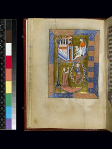 MS 300 f.XIII, folio uit het Psalter en de Getijden van Isabella van Frankrijk, Parijs, ca. 1265-70 (pen en inkt en tempera op perkament) door French School