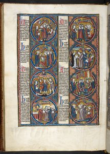 MS. Harley 1527, f.80v, miniaturen uit Bible moralisée door French School
