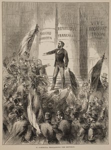 M. Gambetta roept de Republiek uit, september 1870, illustratie uit Cassells Geschiedenis van de Oorlog tussen Frankrijk en Duitsland, 1870-1871 door French School