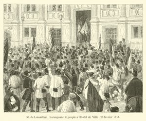 M de Lamartine, toesprekend het volk in het stadhuis, 26 februari 1848