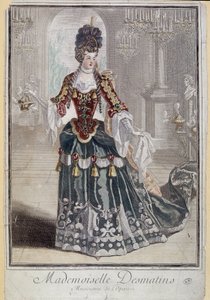 Juffrouw Desmatins, muzikant (zangeres) van de Opera - gravure door French School