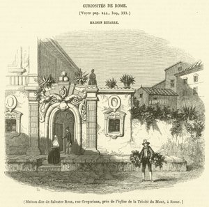 Huis genaamd van Salvator Rosa, rue Gregoriana, nabij de kerk van de Triniteit van de Berg, in Rome