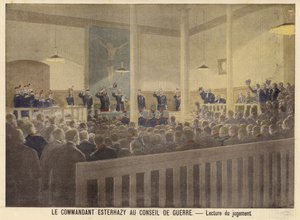 Majoor Esterhazy voor de militaire rechtbank door French School