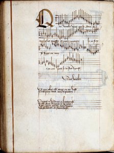 Manuscriptpagina van een verzameling Franse liedpartituren. 15e eeuw. Dijon, Gemeentelijke Bibliotheek door French School